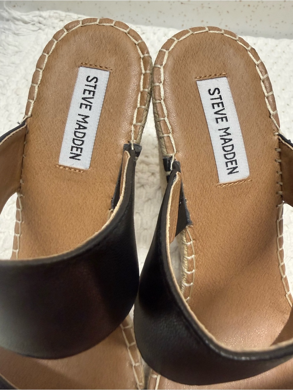 Steve Madden Black Slide Espadrille Sandals